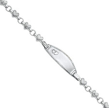 NEW 14K WHITE GOLD STAMPATO OVAL BABY ID BRACELET