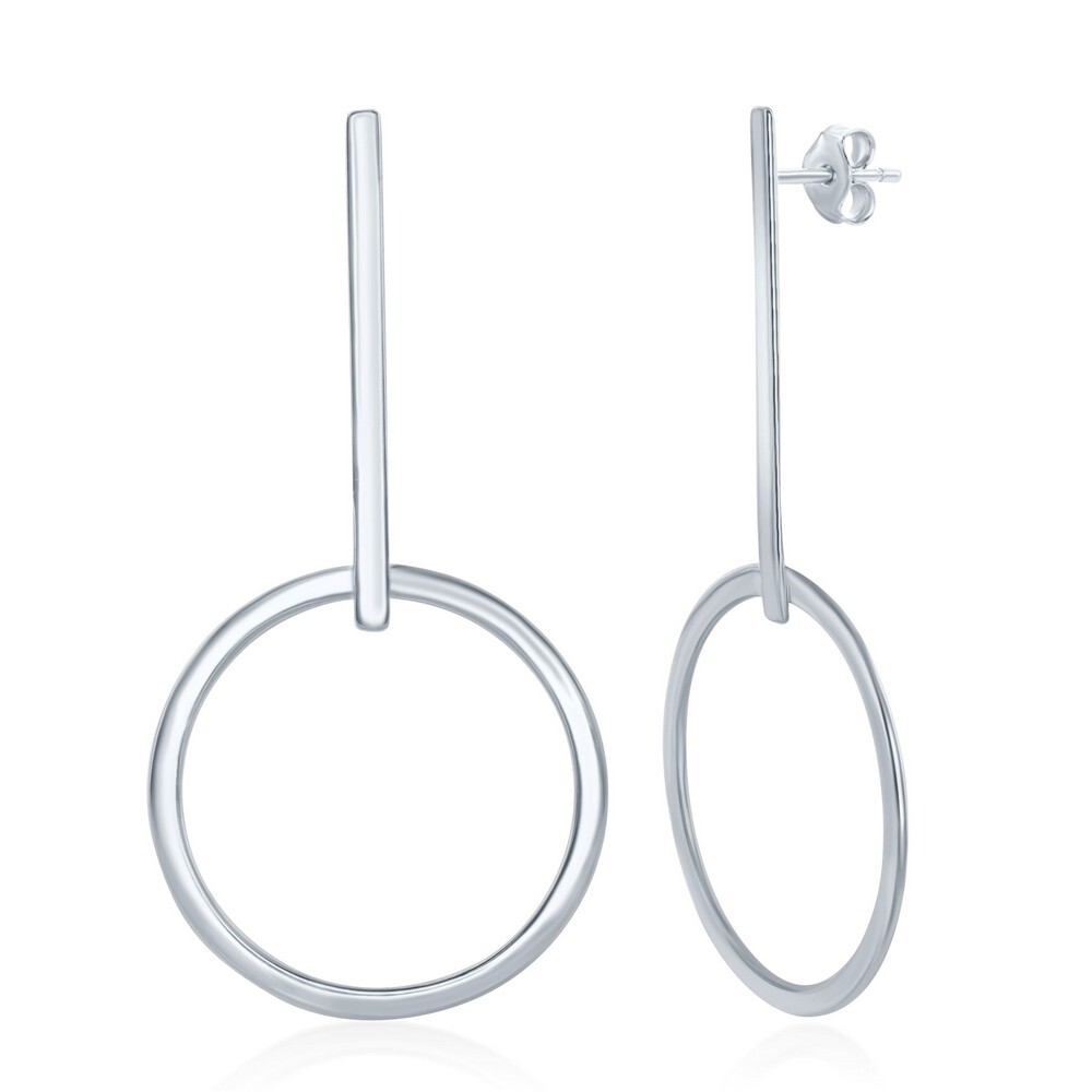 Sterling Silver Long Bar and Hoop Earrings 7690₽