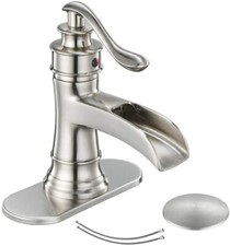 Bathroom Faucet Brushed Nickel Waterfall Single Handle Lavatory Vanity Sink Tap
