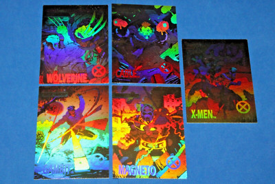 1992 X-MEN IMPEL GOLD HOLOGRAM INSERT 5 CARD SET MARVEL JIM LEE WOLVRINE GAMBIT