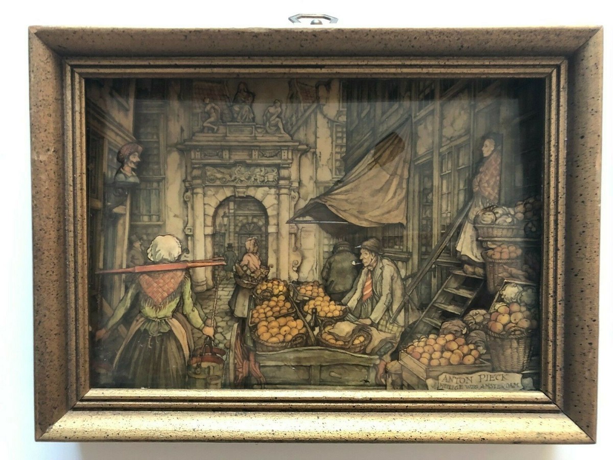 Vintage Anton Pieck Paper Art 3D Shadow Box - 