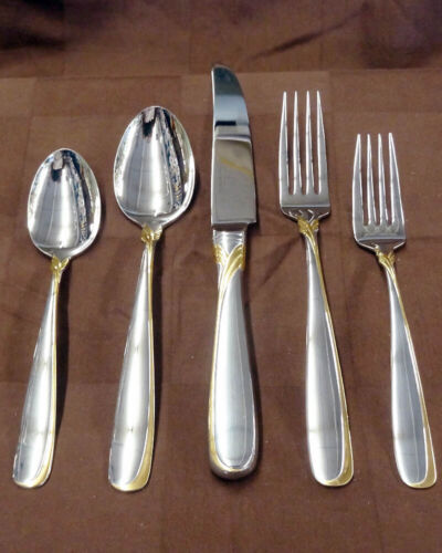 AFFAIR GOLD / PATRICK by Yamazaki 5 Piece Place Setting NEW NEVER USED Japan - Picture 2 of 12