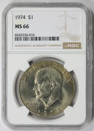 1974 Eisenhower Ike Copper-Nickel Clad $1 MS 66 NGC