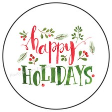 30 HAPPY HOLIDAYS CHRISTMAS ENVELOPE SEALS LABELS PARTY FAVORS STICKERS 1.5"
