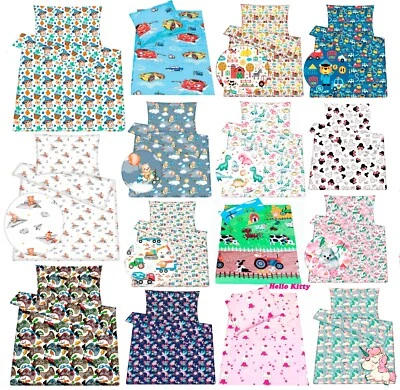 ALGA Kinderzimmer Baby Junior Bettwäsche Set Bettbezug Kissenbezug 100 % Baumwolle Krippenbett