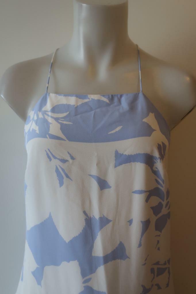 WOMENS CLUB MONACO LIGHT BLUE WHITE FLORAL STRAPPY SILK PULLOVER SHIFT