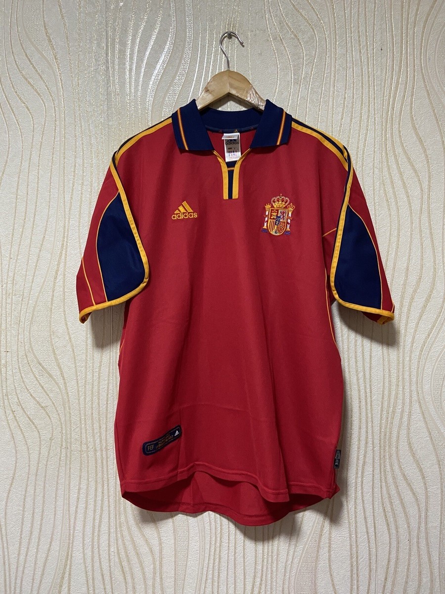 SPAIN 2000 2002 HOME FOOTBALL SHIRT SOCCER JERSEY ADIDAS sz L MEN