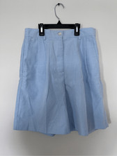 IZOD Club Vintage Blue  White Gingham Pleated Golf Shorts sz 8