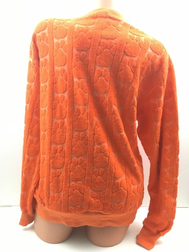 Vtg Clemson Tigers Sweater All Over Paw Print Pattern Made USA Leisure Knit Sz L - Picture 11 of 12