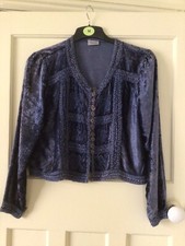 Vintage, Bo ho, Royal Blue, Crushed Velvet like  Jacket. size 14.