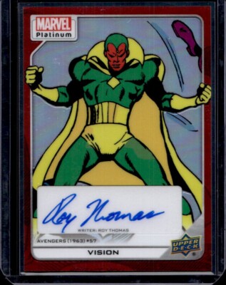 Vision by Roy Thomas 2023 UD Marvel Platinum Auto Red Rainbow Künstler Autogramm
