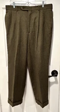 Nordstrom by Corbin Wool Blend Tweed Cuffed Leg 35 W pleaded front dress Pants