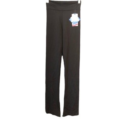 MotionWear Adult Pants M Black Roll-Top Fitted Dance Gymnastics Raw Hem
