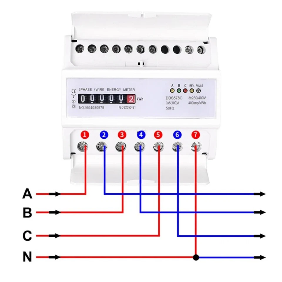 DDS578C Three-phase Counter Display Household 380V Rail-type Watt-hour Meter - Image 4 of 4
