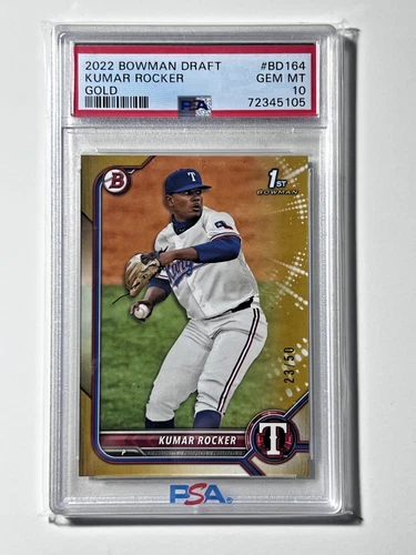2022 Bowman Draft - Kumar Rocker #BD-164 1st Bowman Gold /50 PSA 10 POP 1