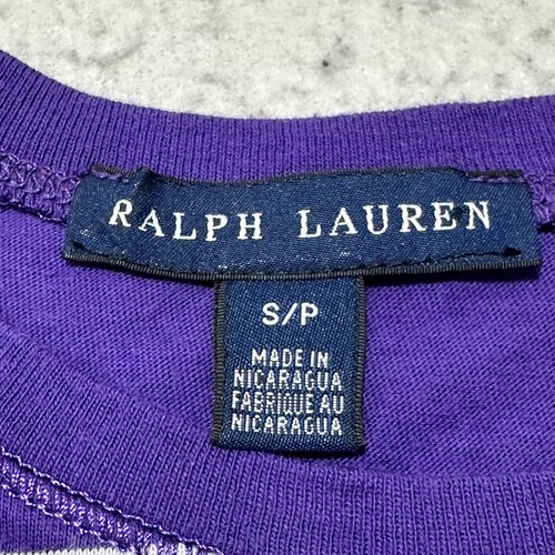 Ralph Lauren Women's Small Purple White Striped Pony Logo Short Sleeve T Shirt - Picture 3 of 12