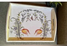🌼Handcrafted Footed Wood Tray Decor Butterfly Cottagecore🌼 NEW