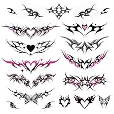 Pixel Hearts Tramp Stamp Temporary Tattoos  Y2K Edgy Black and Pink