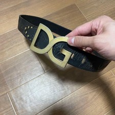 Dolce&Gabbana Men D&G Black Leather Belt DG Logo Buckle Length 94cm Luxury Italy