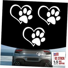 3 PCS Heart Dog Paw Car Decals, 4.33" L  3.66" W Reflective Print Love Car