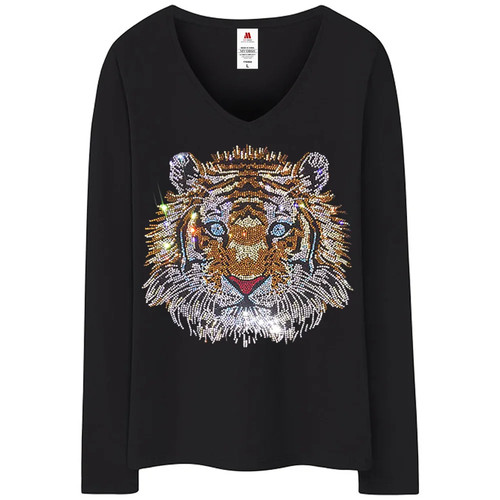 New Arrrivel Tiger Tshirt Lady Luxury Design of Diamonds Cotton T shirt Women's - Picture 41 of 44
