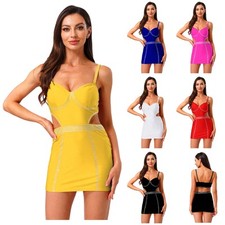 Damen funkelnde Pailletten Prom Abendkleid Maskerade Cocktail Party Kleider 