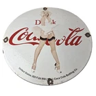 Vintage Coca Cola Porcelain Sign - Gas Pump Bottling Service Soda Beverage Sign