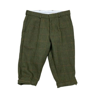 VINTAGE Tweed Wool Plus Fours S 30 grün kariert Reithose Golf Schießen