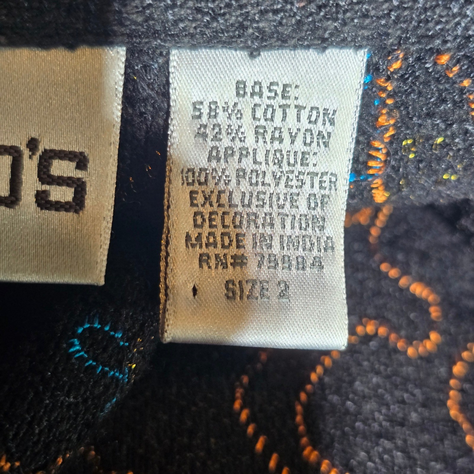 Chico's Colorful Patchwork Embellished Blazer Art to Wear Chico's Size2 US Large