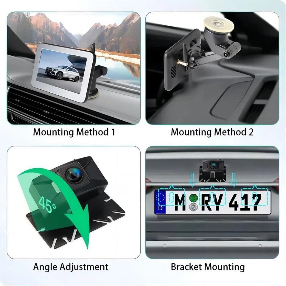 Digital Wireless 5'' Monitor 1080P Car Reversing Camera Rear View ...