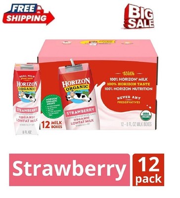 24 pack Horizon Organic Shelf Stable 1% Lowfat Strawberry Milk Boxes, 8 fl oz