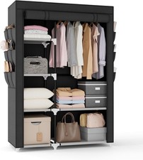 Wardrobe, portable wardrobe suitable for bedrooms and dormitories, black.