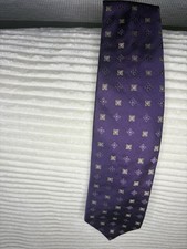XMI Classic Mens Silk Tie Purple Geometric Medallion Hand Made In USA Necktie