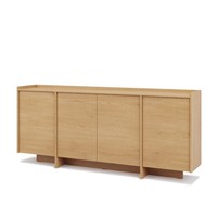 Large Sideboard Cabinet 200cm Wide Storage Unit White Washed Light Oak Japandi
