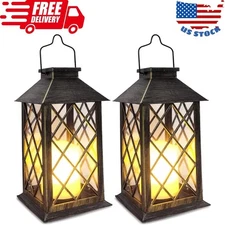 Solar Lantern,Outdoor Garden Hanging Lanterns,2 Pack 14 Inch Lasts 3X...