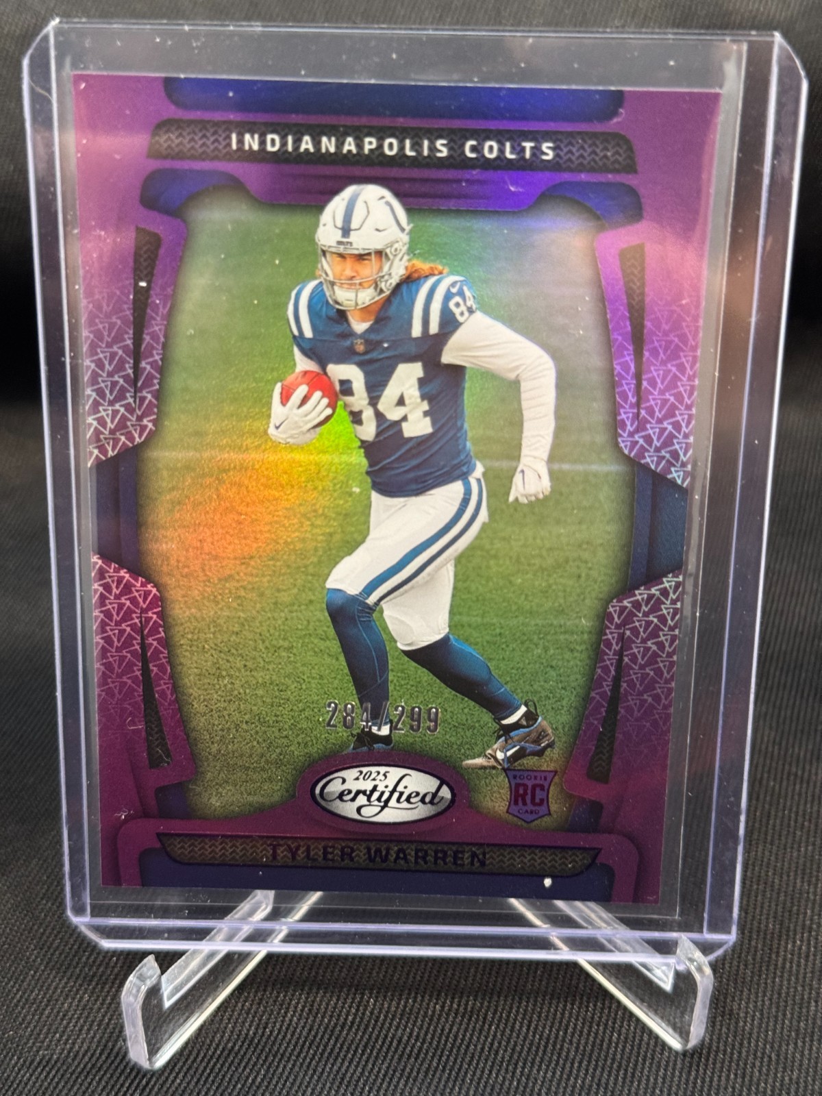 2025 Panini Certified Mirror Purple #284/299 #113 Tyler Warren Rookie Colts