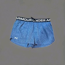 Under Armour HeatGear Girls YXL Gray Solid Loose Fit Athletic Shorts Drawstring