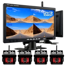 Wireless 7" Quad Monitor 4x 1080P Backup Camera for Truck RV Reverse parking