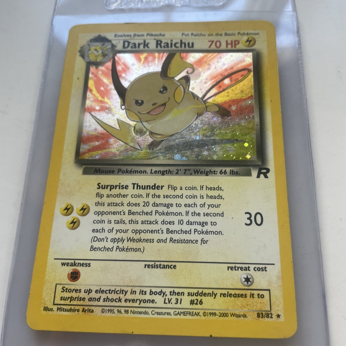 Dark Raichu 83/82 Team Rocket Set Holo Rare SWIRL Pokemon Card VTG