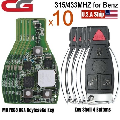 10x CG MB FBS3 BGA KeylessGo Key PCB 315/433MHZ for Benz With Key Shell 4 Button