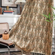 Bedroom Floral Window Curtains,Yarn Dyed Jacquard Pattern,French Rustic Farmh...