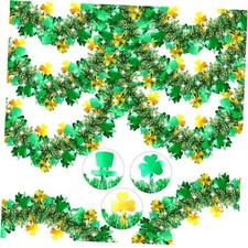 St Patrick's Day Tinsel Garland, 50FT Green Gold Shamrock Hat Tinsel Style 2