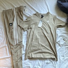 Adidas Sports Set Men&rsquo;s Size XS Shirt/Size S Bottoms Beige Authentic