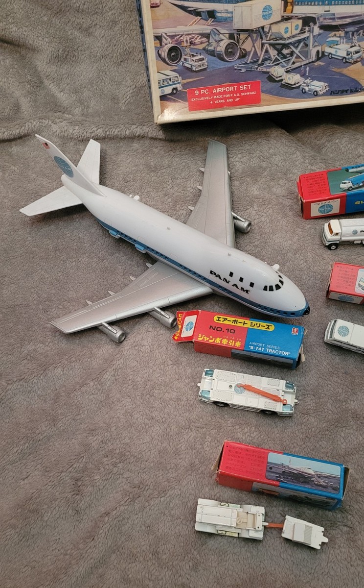 Vintage BANDAI Pan Am Boeing 747 Airport Set Japan, Diecast