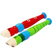 2 Pcs Small Wooden Recorders for Toddlers, Colorful Piccolo Flute for Kids,Learn