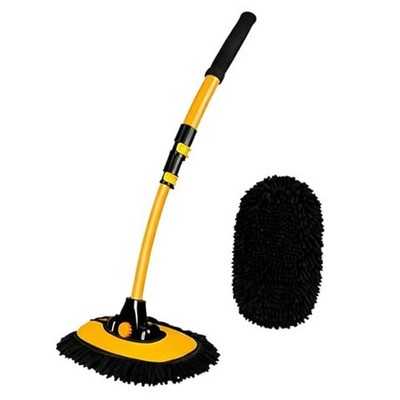 Car Wash Brush with Long Handle, 15°Curved Car Cleaning Brush with Extension