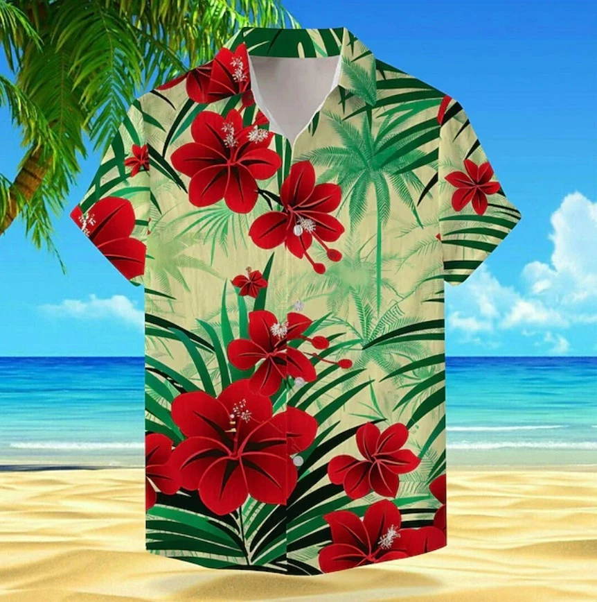 Men's Floral Tropical Flowers Shirt Summer Hawaiian Shirt Aloha Shirt Short Slee