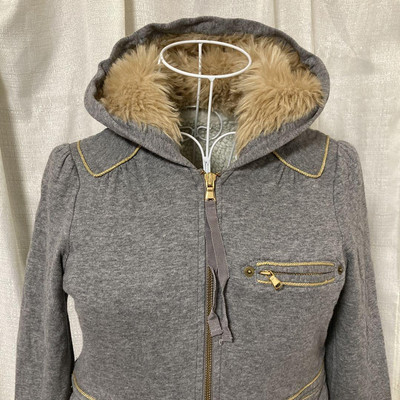 Marc Jacobs hooded zip-up jacket with fleece lining in grey