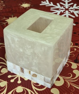 Capiz SeaShell Tissue Box Cover Bed Bath & Beyond White Square PERFECT!