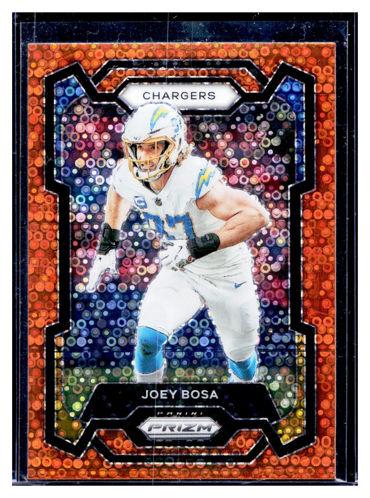 Joey Bosa 2023 Panini Prizm Orange Disco #157 Chargers Los Angeles SSP NFL MVP